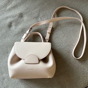 polene leather bag - numero un nano in nude (textured leather)